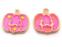 Anhänger als Kürbis in goldfarben mit pinker...