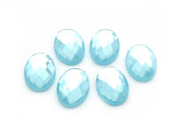 Glasschliffcabochons in himmelblau 14x10 mm 6 Stück