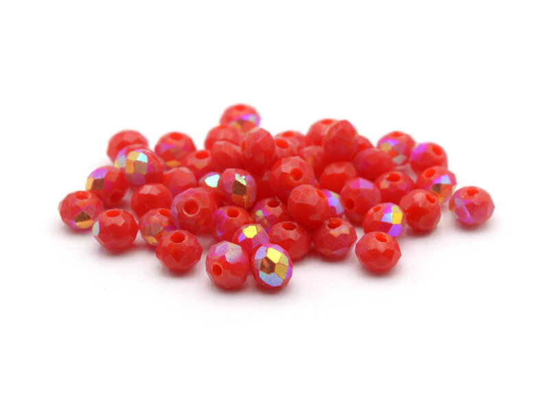 Glasschliffperlen in rot 4x3 mm 50 Stück