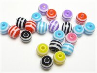 20 Resinperlen 6 mm bunt gestreift Perle