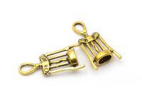 Anhänger Korkenzieher in antik goldfarben 27mm 4...