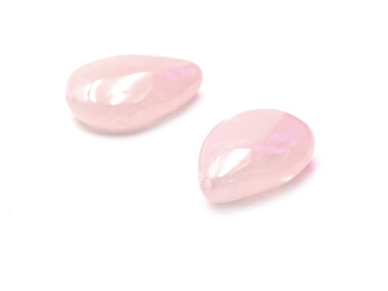 Tropfenperlen aus natürlichem Rosenquarz 18x13mm 2 Stück