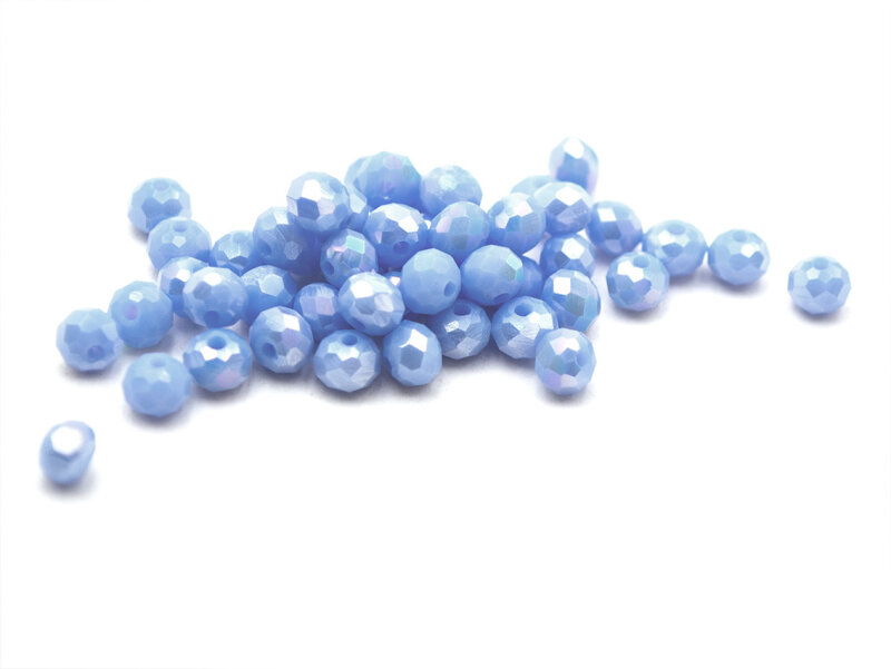 facettierte Glasschliffperlen in himmelblau 4x3 mm 50 Stück