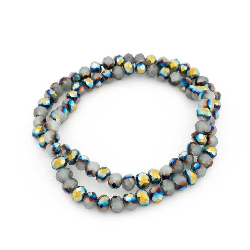 Glasschliffperlen in Grau mit Holoeffekt 4 x 6 mm 1 Strang