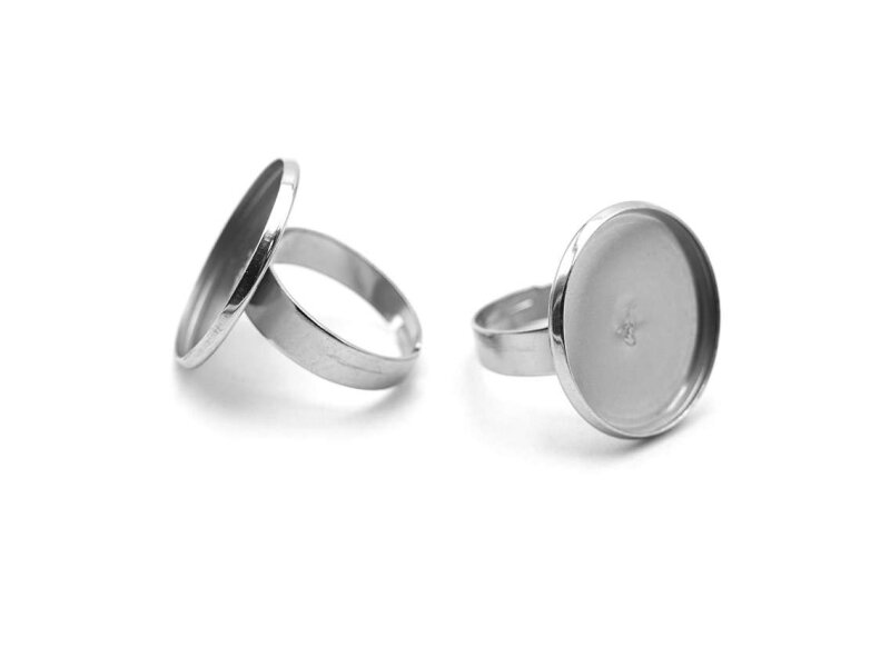 Ringrohlinge aus Edelstahl in platinfarben für 20mm Cabochons 2 Stück