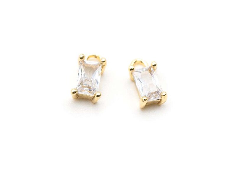 Anhänger 18k Gold beschichtet mit Schmuckstein 2 Stück