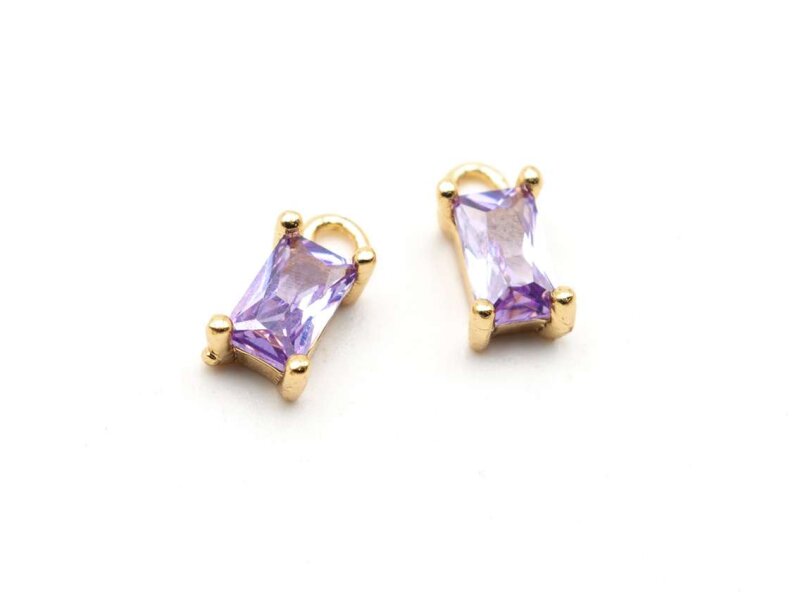 Anhänger 18 k Gold beschichtet mit einem violetten Schmuckstein 2 Stück