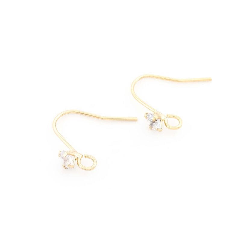 Ohrhaken 14K Goldbeschichtung mit 4mm Zirkonia und Farbschutz 2 Stück