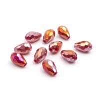 beschichtete Glasschliffperlen als Tropfen in dunkelrot 8...