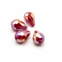 beschichtete Glasschliffperlen als Tropfen in dunkelrot 8...