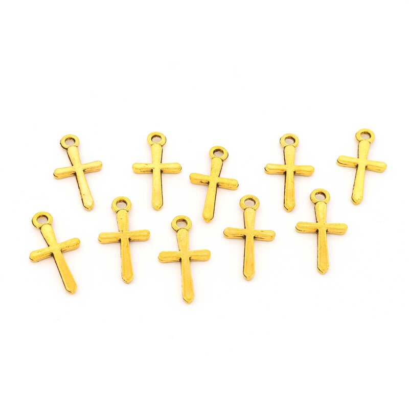 Anhänger Kreuz in Goldfarben 21 mm 10 Stück