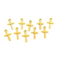 Anhänger Kreuz in Goldfarben 21 mm 10 Stück