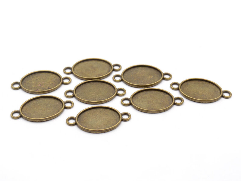 Fassung als Verbinder für 18x13mm Cabochons in antik bronzefarben 8 Stück