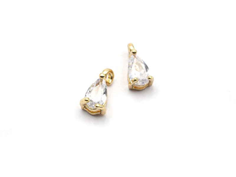 Anhänger 18 k Gold beschichtet mit klaren Schmuckstein 2 Stück
