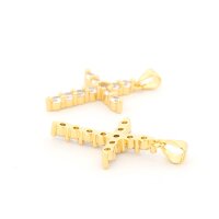 Anhänger Kreuz Messing goldfarben 26x18 mm mit...