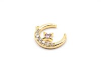 Anhänger Mond Stern mit Strass 18 k Gold beschichtet...