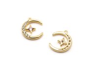 Anhänger Mond Stern mit Strass 18 k Gold beschichtet...