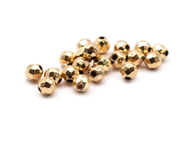 runde Zwischenperlen aus synthetischem Hämatit in Goldfarben 3 mm 20 Stück