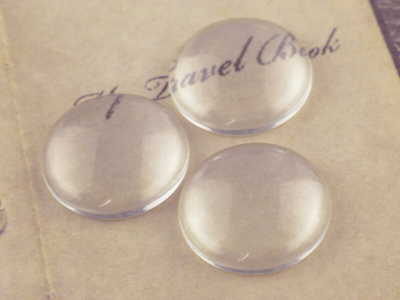 3 Cabochon 20 mm Glas klar