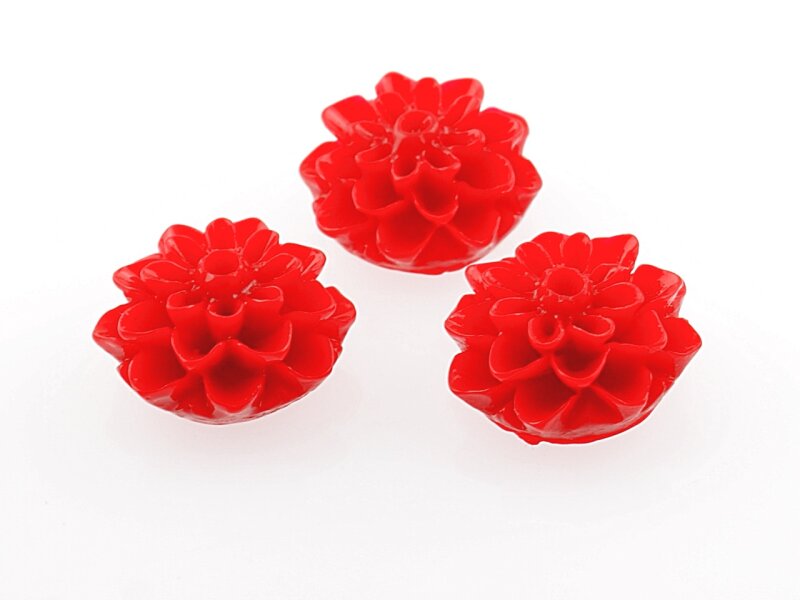 4 Cabochon Blumen in rot, 15 mm