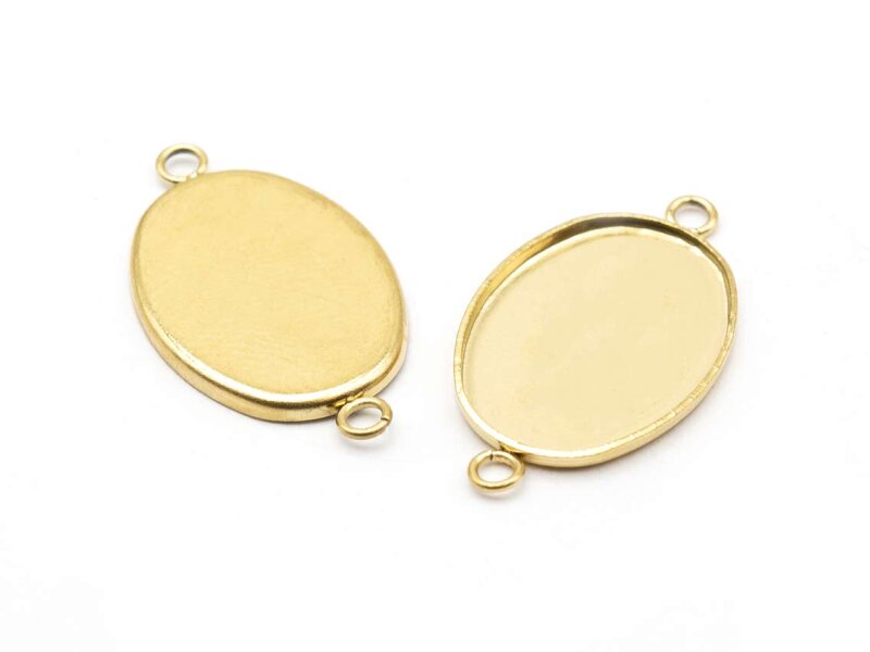 Fassungen als Verbinder aus 304 Edelstahl 18x13mm mit IP-Goldbeschichtung 2 Stück