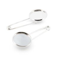 Silberfarbene Kiltnadeln mit 20 mm Cabochon-Fassung - 2...