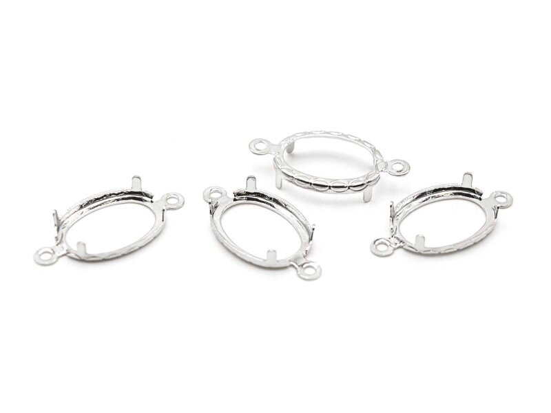 Rahmen als Verbinder in silberfarben für 14x10mm Cabochons 4 Stück