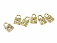 Anhänger Schloss in antik goldfarben 27mm 6 Stück
