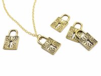 Anhänger Schloss in antik goldfarben 27mm 6 Stück