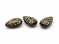 Acrylperlen als Tropfen in schwarz mit goldener...