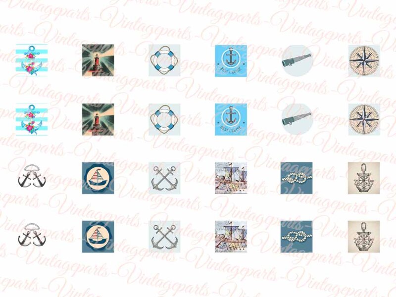 Motivbogen Nautic für quadratische 10 mm Cabochons