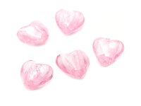 3 Herzen Lampwork Glas in rosa