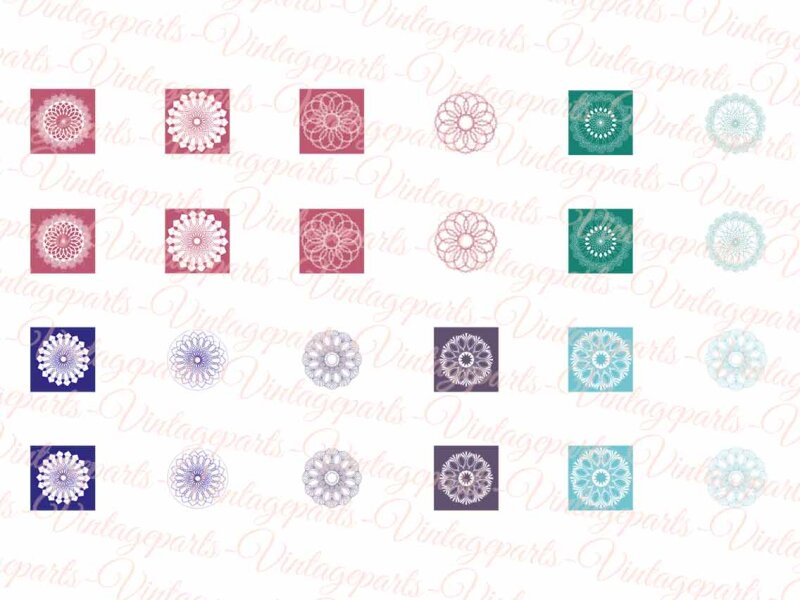 Motivbogen Mandala für quadratische 10mm Cabochons