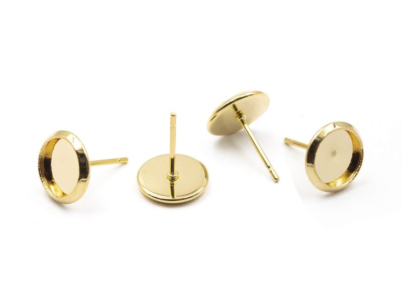 Ohrstecker aus 304 Edelstahl in goldfarben für 8mm Cabochons 4 Stück