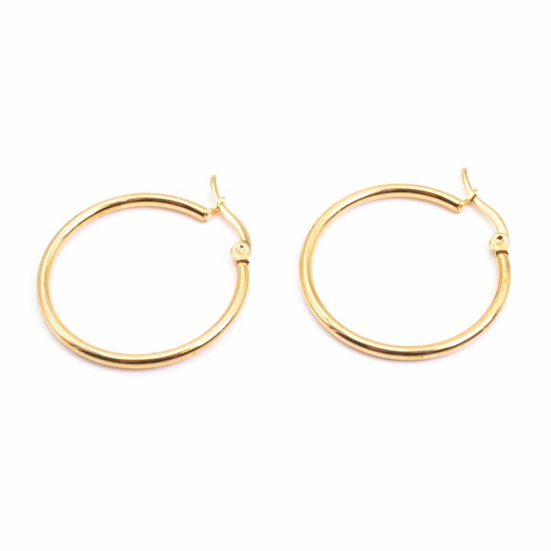 Creolen aus 304 Edelstahl mit PVD-Goldbeschichtung 30mm 2 Stück