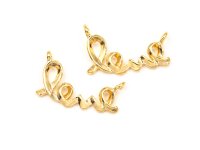 Verbinder als Love 18 k Gold beschichtet 2 Stück