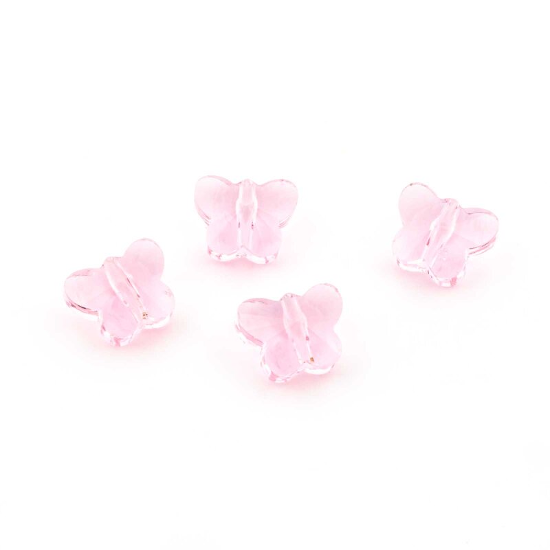 Glasschliffperlen Schmetterling in Rosa 6,5 x 8 mm 4 Stück