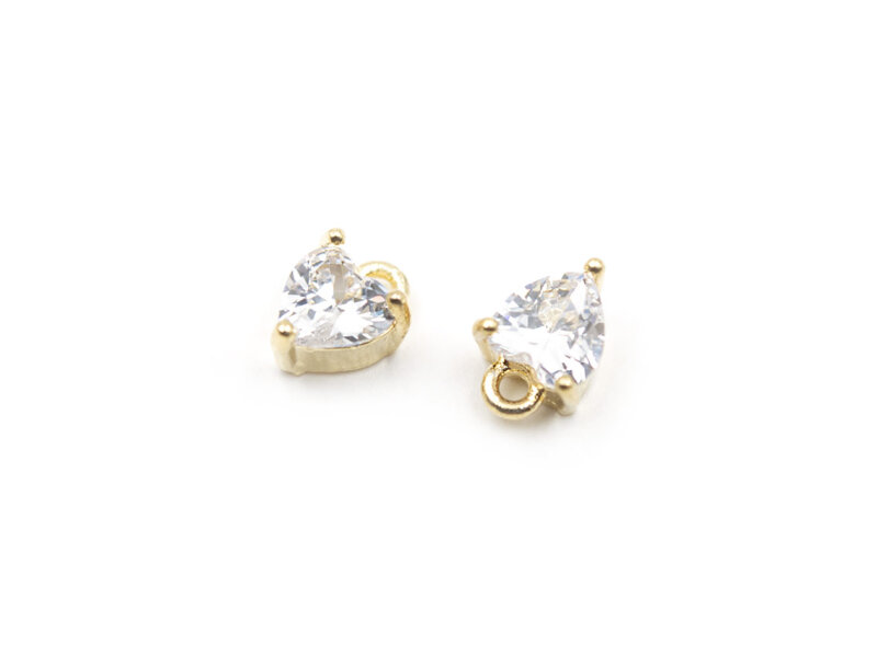 Anhänger als Herz mit Zirkonia 18k Gold beschichtet 2 Stück