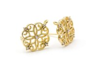 Florale Ohrstecker mit Öse und Zirkonia, 18K...