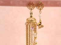 Florale Ohrstecker mit Öse und Zirkonia, 18K...