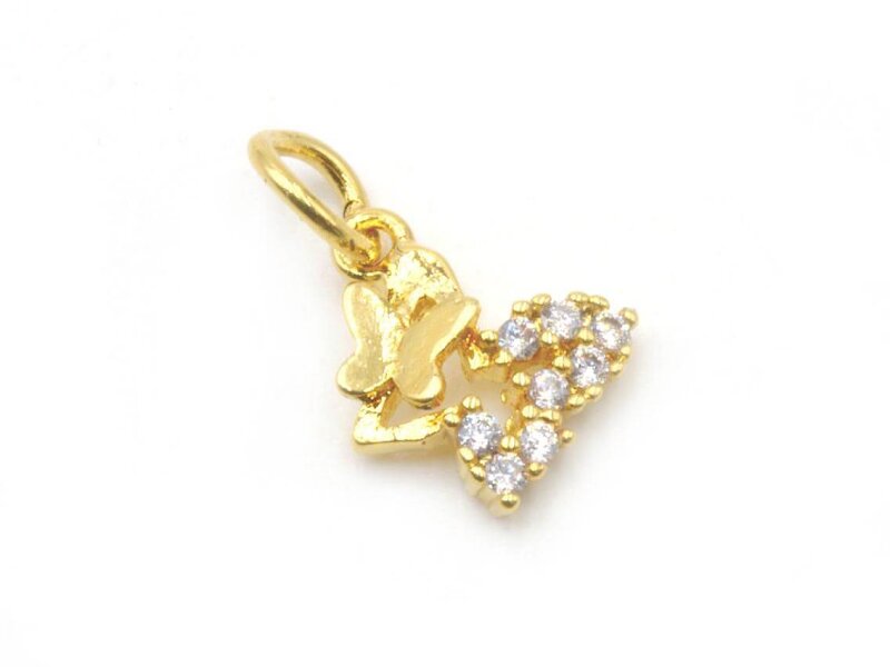 Schmetterlinge als Anhänger mit Zirkonia 18k Gold beschichtet 1 Stück