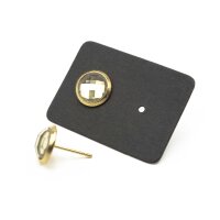 Kärtchen zur Ausstellung von Ohrschmuck in schwarz...