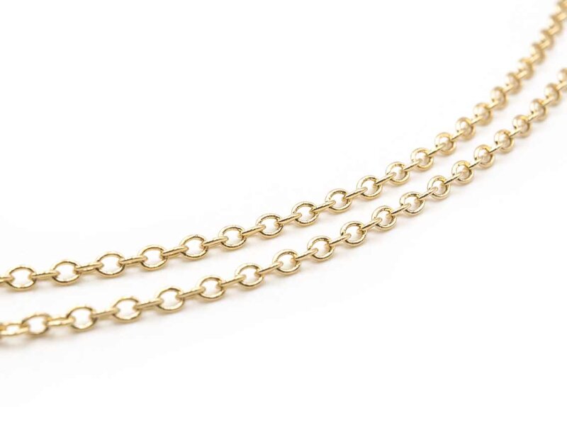 Gliederkette aus Messing mit 18k Gold beschichtet 2,5x2mm 1m