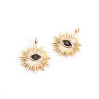 Sonnen Anhänger mit schwarzem Zirkonia 18k Gold...