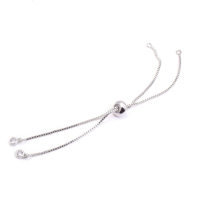 Armband aus Messing mit Zirkonias und Anlaufschutz in platinfarben