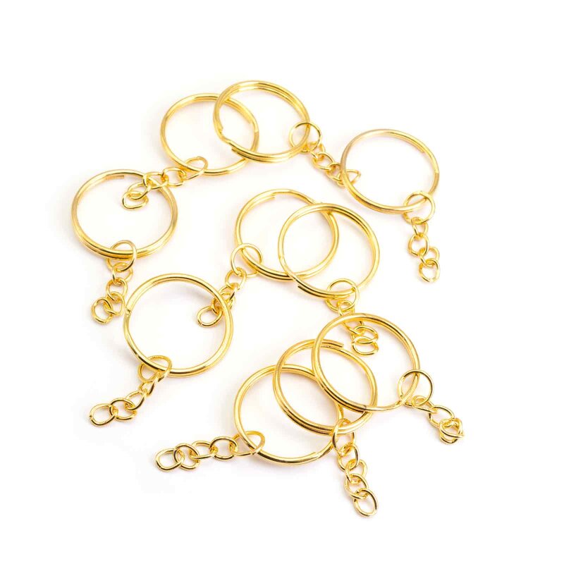 Schlüsselringe inklusive Kette in goldfarben 10 Stück