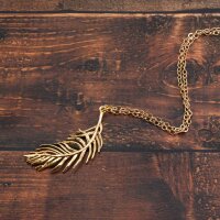 filigraner Anhänger Feder aus Messing 18k Gold...