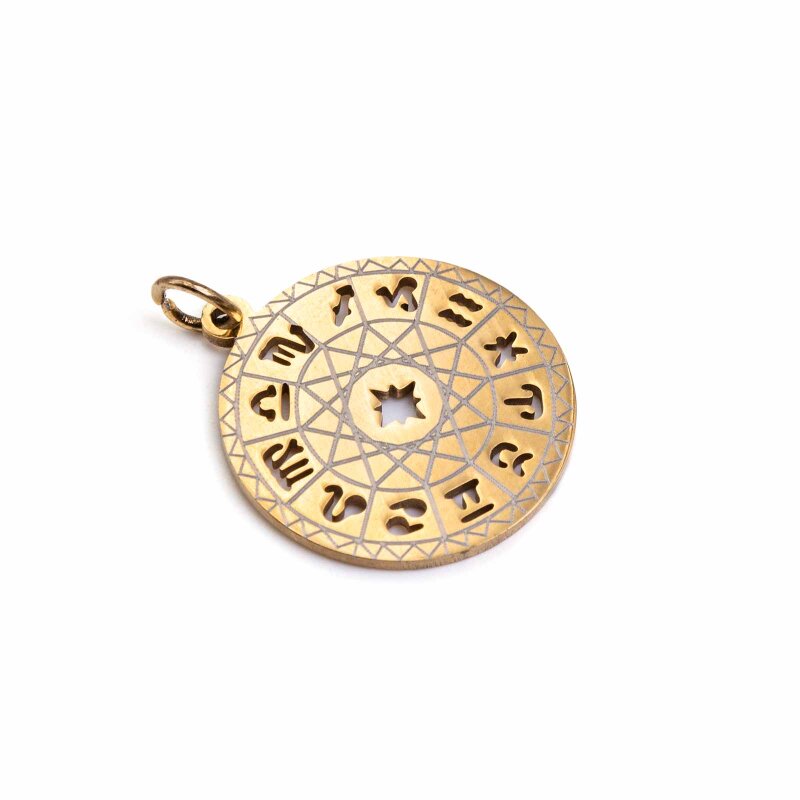 Anhänger mit Sternzeichen aus Edelstahl in goldfarben 20mm 1 Stück