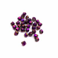 Glasschliffperlen mit Holo Effekt in lila 3mm 50 Stück