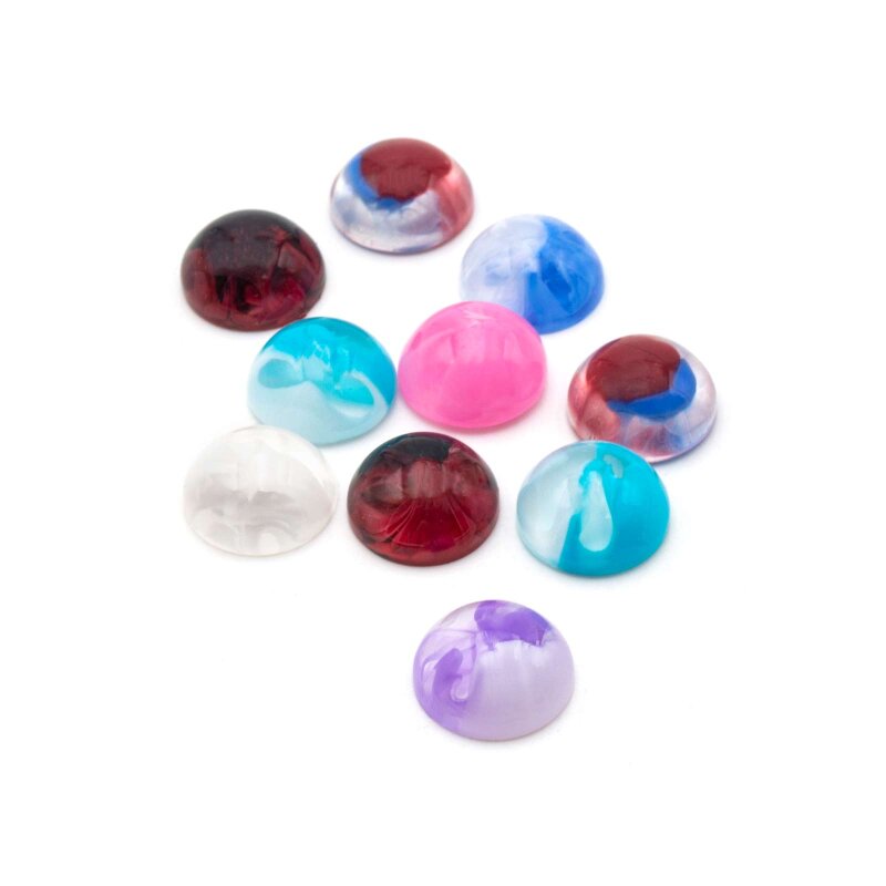 mehrfarbige Resincabochons 10mm 10 Stück